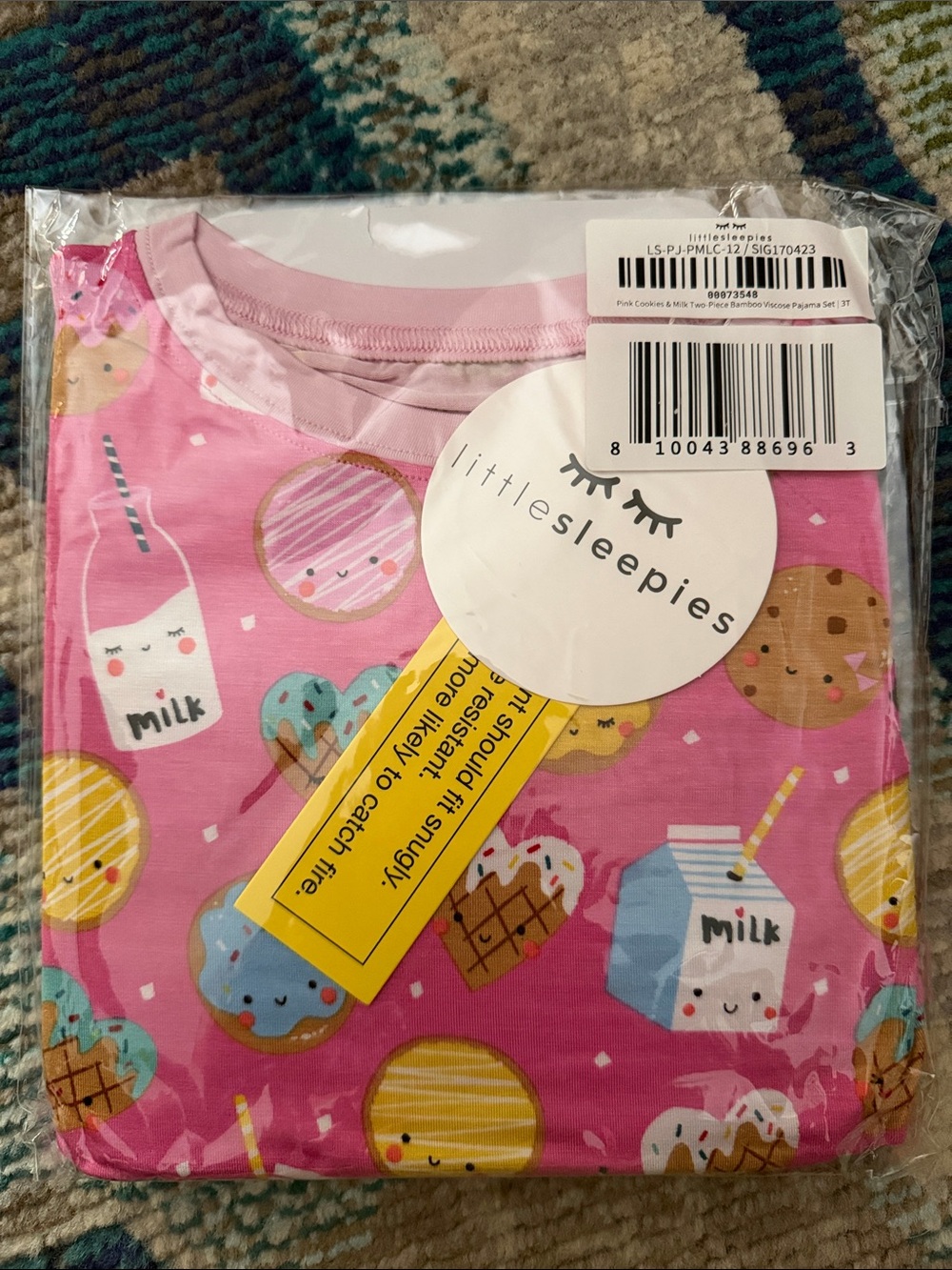 NWT Little Sleepies Pink Cookies & Milk Pajama Set